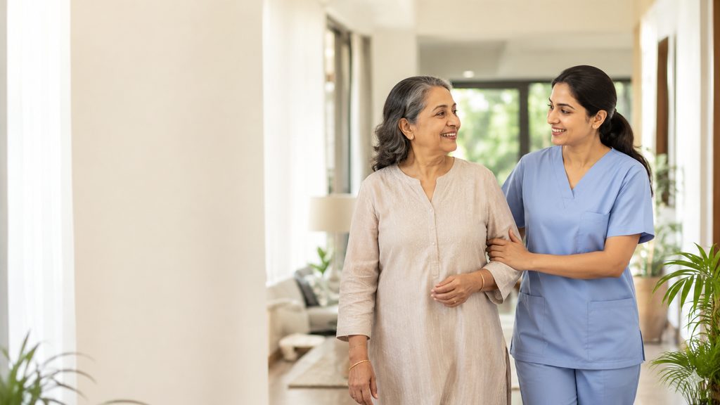 Patient with caregiver at home