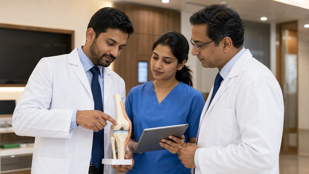 Surgeon reviewing clinical information