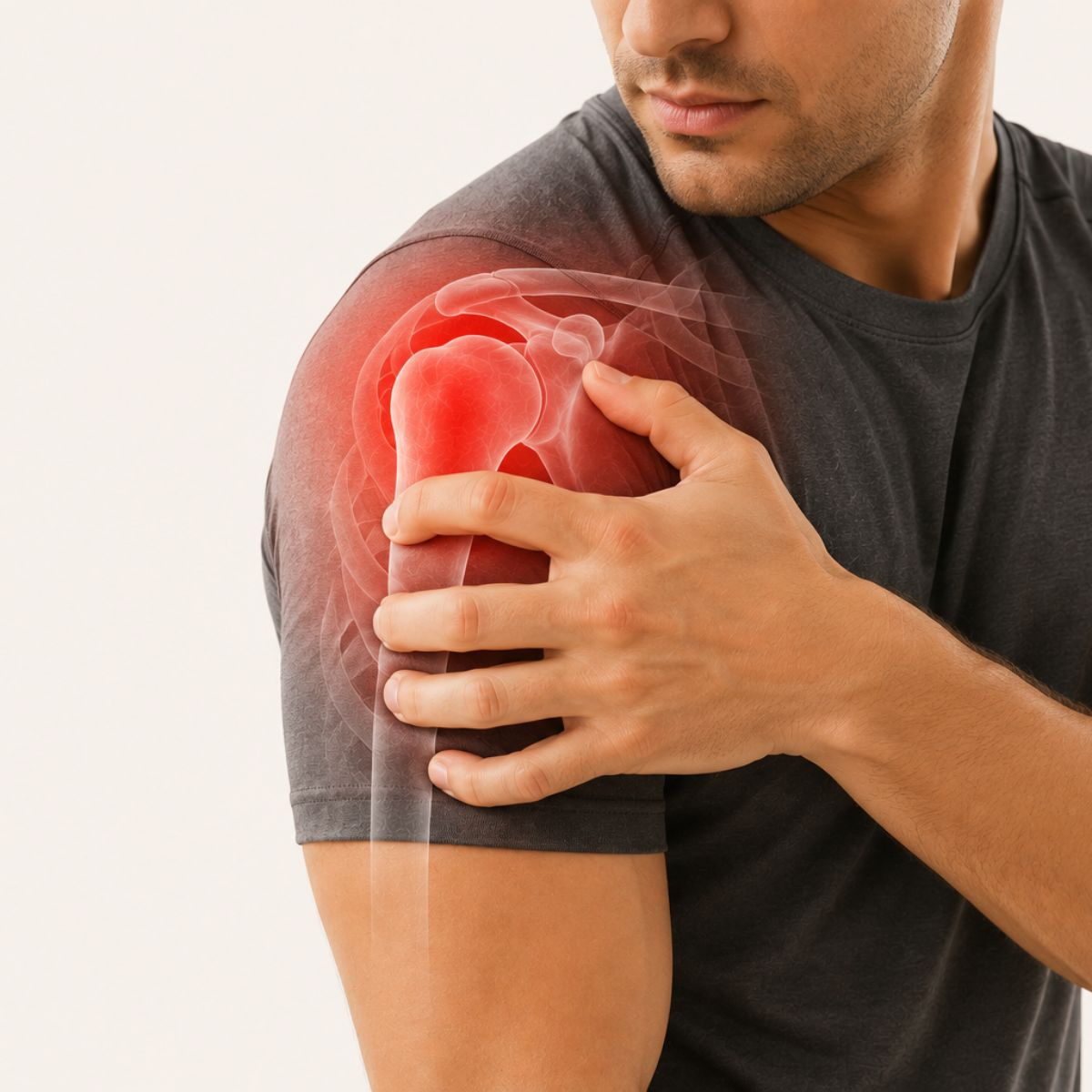 Shoulder pain bracing support — landing page hero